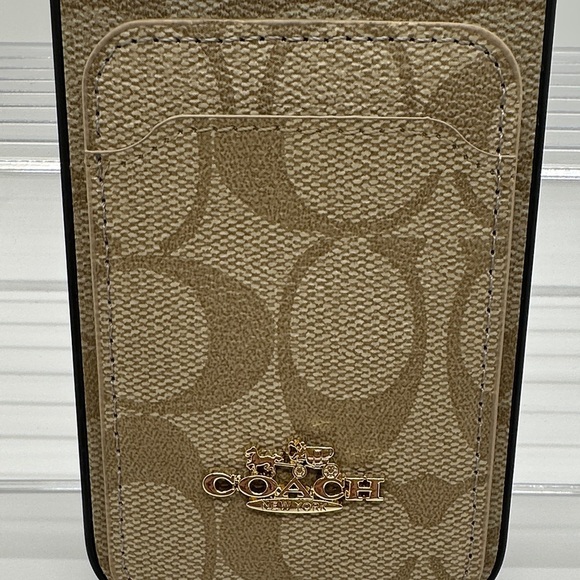 Coach Brown Phone Case with Card Slot for IPhone 15 pro. - Picture 2 of 4